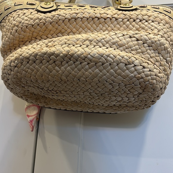 Coach Poppy Straw Beige and Pink Woven Tote Bag - Picture 8 of 8